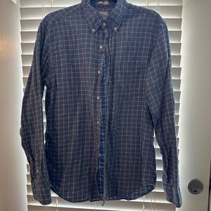Blue and white checkered j crew button down